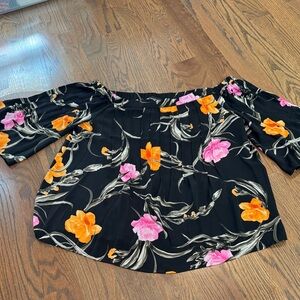 INC International Concepts Black Floral Blouse